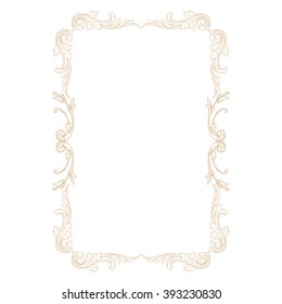 Premium Gold vintage baroque frame scroll ornament engraving border floral retro pattern antique style acanthus foliage swirl decorative design element filigree calligraphy