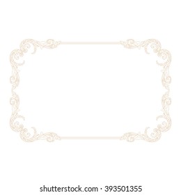 Premium Gold vintage baroque frame scroll ornament engraving border floral retro pattern antique style acanthus foliage swirl decorative design element filigree calligraphy