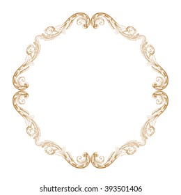 Premium Gold vintage baroque frame scroll ornament engraving border floral retro pattern antique style acanthus foliage swirl decorative design element filigree calligraphy