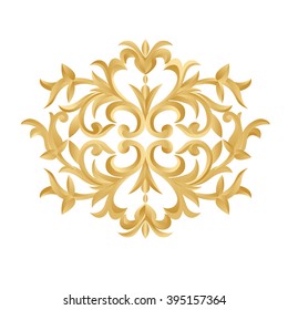 Premium Gold vintage baroque frame scroll ornament engraving border floral retro pattern 