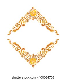 Premium Gold vintage baroque frame scroll ornament engraving border floral retro pattern antique style acanthus foliage swirl decorative design element filigree calligraphy