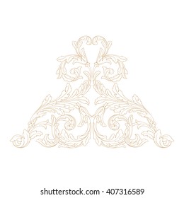 Premium Gold vintage baroque frame scroll ornament engraving border floral retro pattern antique style acanthus foliage swirl decorative design element filigree calligraphy