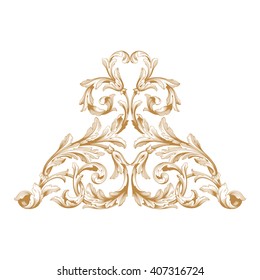 Premium Gold vintage baroque frame scroll ornament engraving border floral retro pattern antique style acanthus foliage swirl decorative design element filigree calligraphy