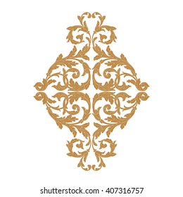 Premium Gold vintage baroque frame scroll ornament engraving border floral retro pattern antique style acanthus foliage swirl decorative design element filigree calligraphy