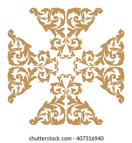 Premium Gold vintage baroque frame scroll ornament engraving border floral retro pattern antique style acanthus foliage swirl decorative design element filigree calligraphy