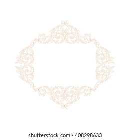 Premium Gold vintage baroque frame scroll ornament engraving border floral retro pattern antique style acanthus foliage swirl decorative design element filigree calligraphy