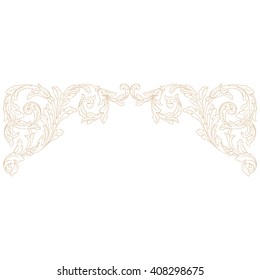 Premium Gold vintage baroque frame scroll ornament engraving border floral retro pattern antique style acanthus foliage swirl decorative design element filigree calligraphy