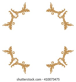Premium Gold vintage baroque frame scroll ornament engraving border floral retro pattern antique style acanthus foliage swirl decorative design element filigree calligraphy