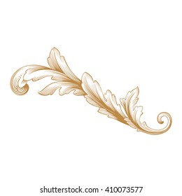 Premium Gold vintage baroque frame scroll ornament engraving border floral retro pattern antique style acanthus foliage swirl decorative design element filigree calligraphy