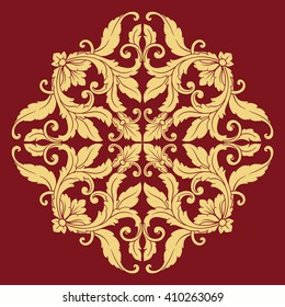 Premium Gold vintage baroque frame scroll ornament engraving border floral retro pattern antique style acanthus foliage swirl decorative design element filigree calligraphy