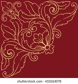 Premium Gold vintage baroque frame scroll ornament engraving border floral retro pattern antique style acanthus foliage swirl decorative design element filigree calligraphy
