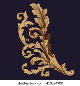 Premium Gold vintage baroque frame scroll ornament engraving border floral retro pattern antique style acanthus foliage swirl decorative design element filigree calligraphy