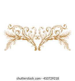 Premium Gold vintage baroque frame scroll ornament engraving border floral retro pattern antique style acanthus foliage swirl decorative design element filigree calligraphy