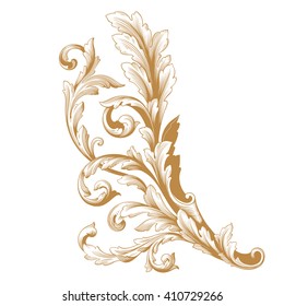 Premium Gold vintage baroque frame scroll ornament engraving border floral retro pattern antique style acanthus foliage swirl decorative design element filigree calligraphy