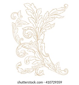 Premium Gold vintage baroque frame scroll ornament engraving border floral retro pattern antique style acanthus foliage swirl decorative design element filigree calligraphy