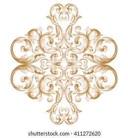 Premium Gold vintage baroque frame scroll ornament engraving border floral retro pattern antique style acanthus foliage swirl decorative design element filigree calligraphy