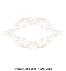 Premium Gold vintage baroque frame scroll ornament engraving border floral retro pattern antique style acanthus foliage swirl decorative design element filigree calligraphy