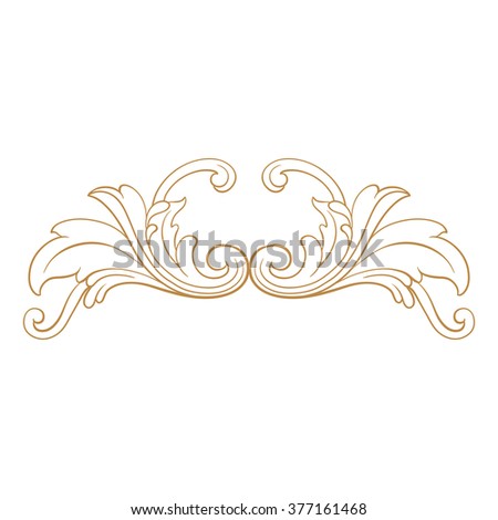 Premium Gold vintage baroque frame scroll ornament engraving border floral retro pattern antique style acanthus foliage swirl decorative design element filigree calligraphy