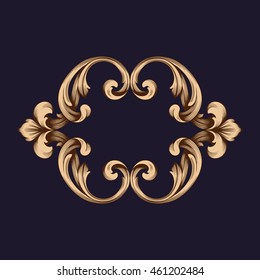 Premium gold vintage baroque ornament. Retro pattern antique style acanthus. Decorative design element filigree calligraphy.