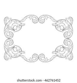 Premium gold vintage baroque ornament. Retro pattern antique style acanthus. Decorative design element filigree calligraphy. Classical Ornament.