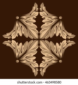 Premium gold vintage baroque ornament. Retro pattern antique style acanthus. Decorative design element filigree calligraphy. Classical Ornament style Can be used for bag, t-shirt, home decor.
