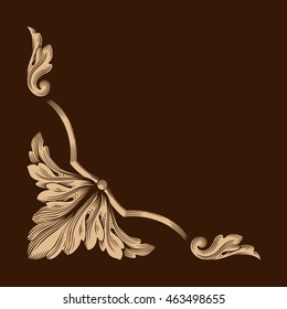 Premium gold vintage baroque ornament. Retro pattern antique style acanthus. Decorative design element filigree calligraphy. Classical Ornament style Can be used for bag, t-shirt, home decor.