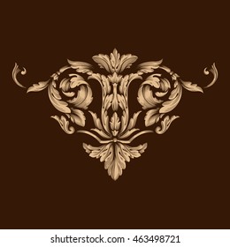 Premium gold vintage baroque ornament. Retro pattern antique style acanthus. Decorative design element filigree calligraphy. Classical Ornament style Can be used for bag, t-shirt, home decor.