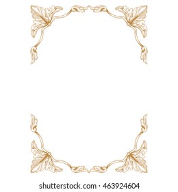 Premium gold vintage baroque ornament. Retro pattern antique style acanthus. Decorative design element filigree calligraphy. Classical ornament style can be used for bag, home decor,  poster, card.