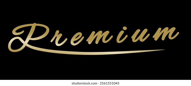 premium gold writing label isolated on dark background
