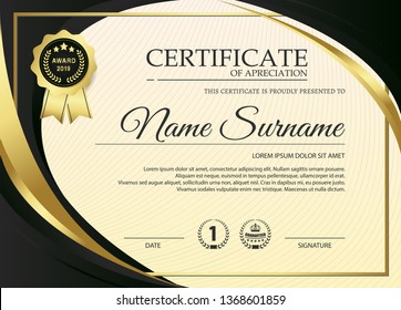 premium golden black certificate template design.