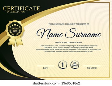 Premium Golden Black Certificate Template Design Stock Vector (Royalty ...