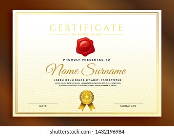 premium golden black certificate template design for apprication - Vector