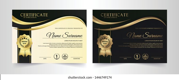 premium golden black certificate template design.