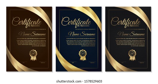 premium golden black certificate template design.
