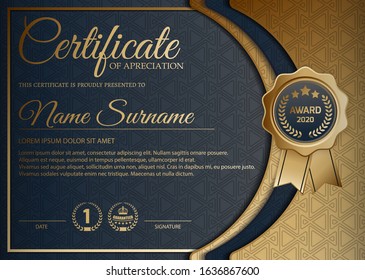 premium golden black certificate template design