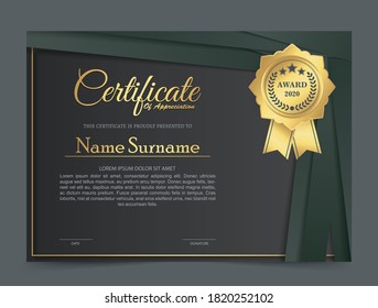 premium golden black certificate template design.
