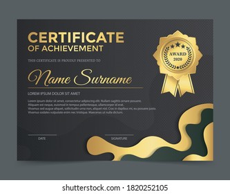 premium golden black certificate template design.