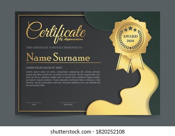 premium golden black certificate template design.