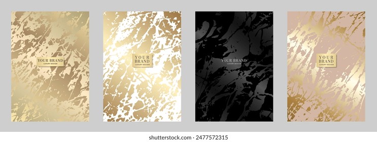 Premium golden und schwarz Cover Design Set. Luxus-Vorlage für Cover-Design, Einladung, Poster, Flyer, Hochzeitskarte, Luxus-Einladung, Katalog, Broschüre, prestigeträchtiger Gutschein, Menü.