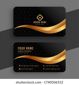 premium golden and black wavy business card design