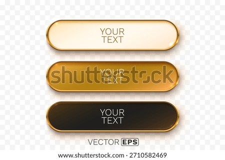 Premium golden buttons and banners for text, perfect for modern UI design. Vector illustration