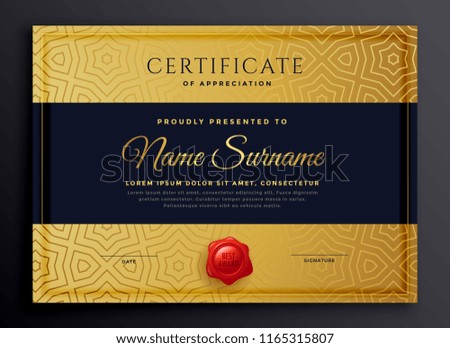 premium golden certificate template design