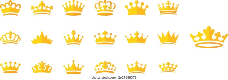 Premium golden crown collection, golden crown vector bundle