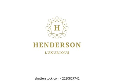 Premium golden curved ornament letters calligraphy vintage logo design template place for text vector illustration. Luxury beauty fashion business label branding identification curly twisted ornate