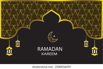 Premium Golden and dark Green colorful pattern eid mubarak ramadan or ramadhan islamic background banner frame.
