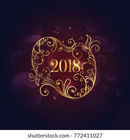 premium golden floral happy new year 2018 background