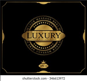 Premium golden frame. Elegant logo. Royal flourishes calligraphic. Luxury ornament lines. Vector