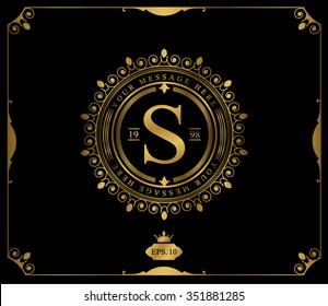 Premium Golden Frame Elegant Logo Royal Stock Vector (Royalty Free ...