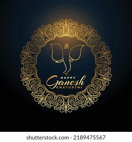premium golden ganesh chaturthi festival banner in dark black background 