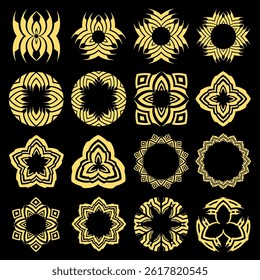 Premium Goldene Geometrische Elemente mit schwarzem Hintergrund